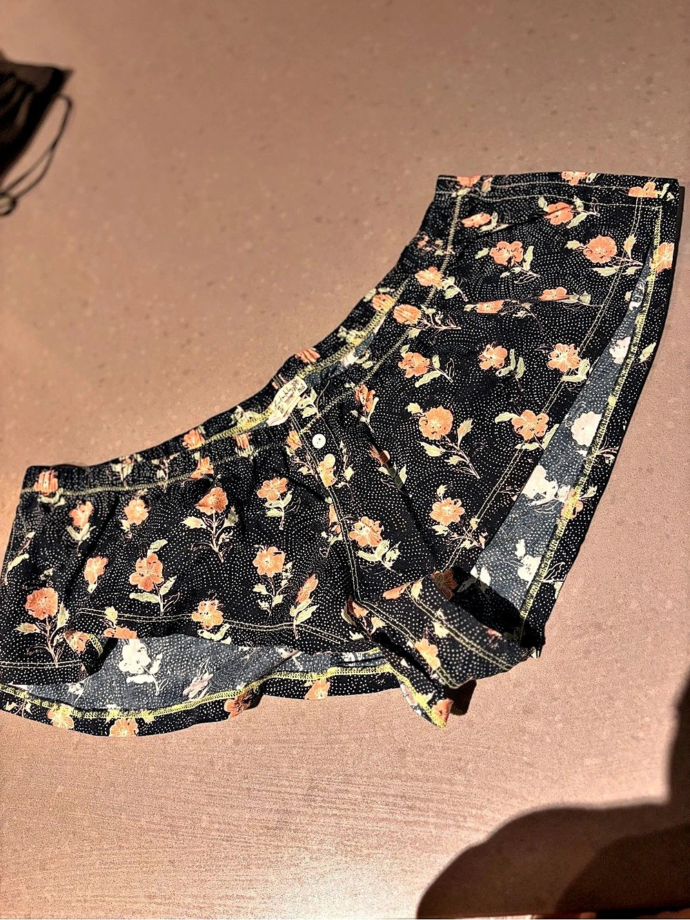 NEW Free People Day to Day Floral Boxer Shorts Black & Orange